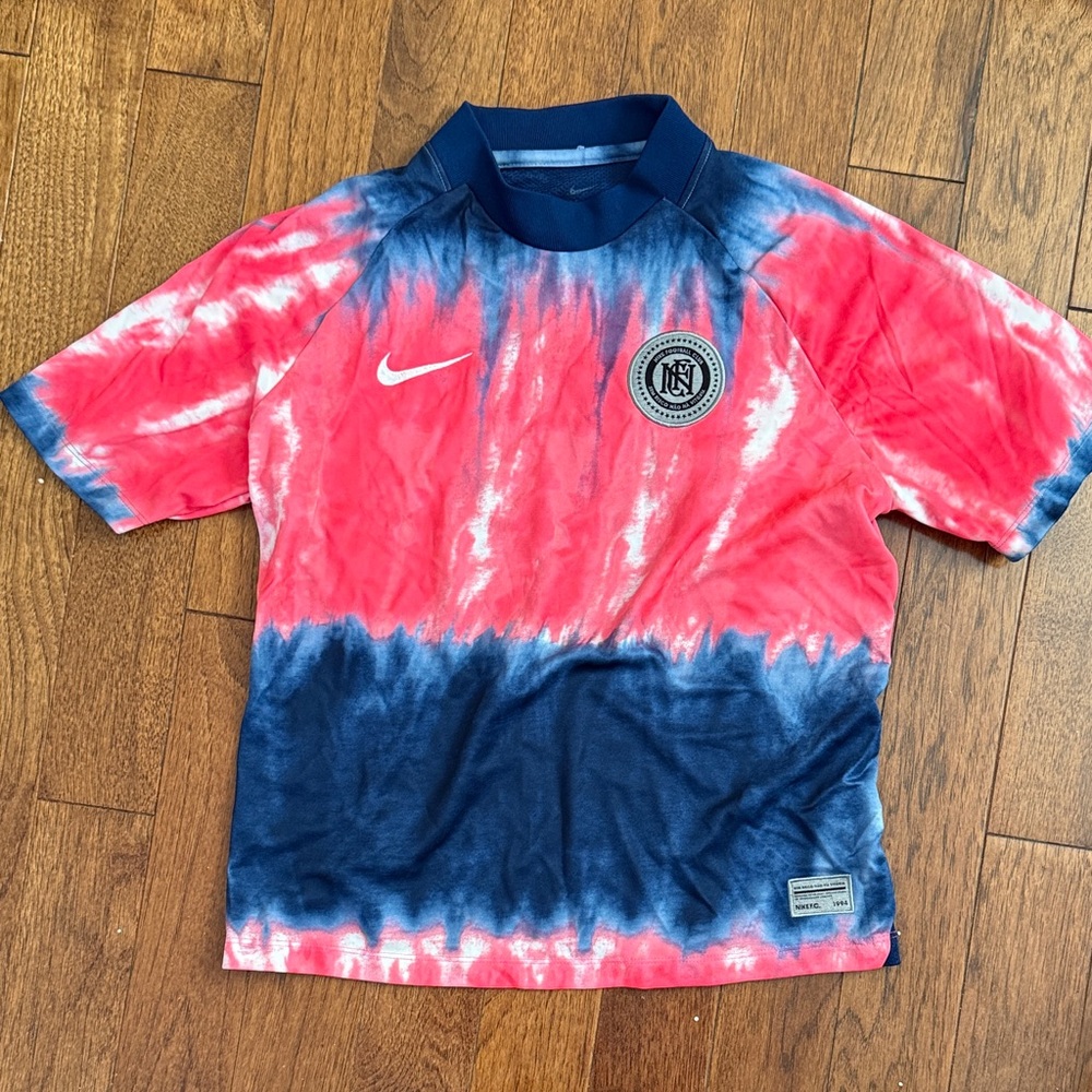 Nike Pink and Navy Tie-Dye Football Club Jersey size S